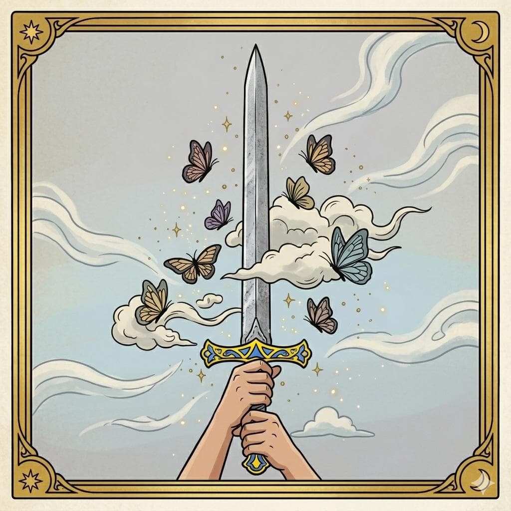 Swords suit tarot card — element of air, thoughts and communication